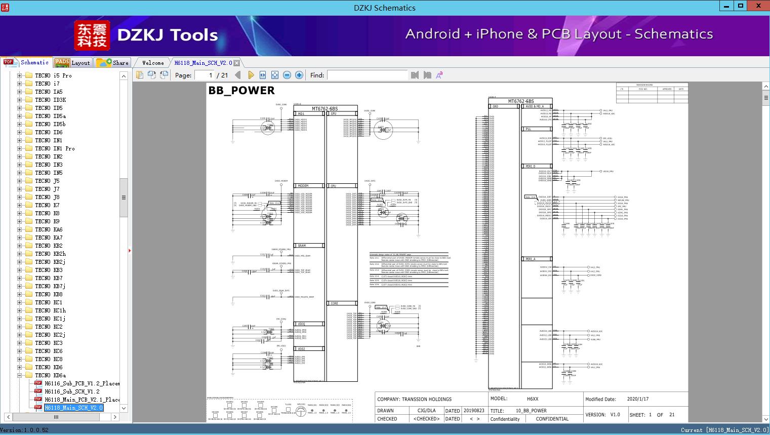 H6118 Main SCH V2 0 TECNO KD6a TECNO Schematic DZKJ Schematics