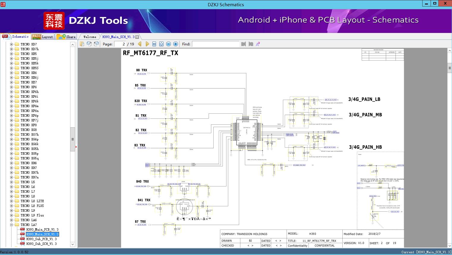 H393 Main SCH V1 3 TECNO LA7 TECNO Schematic DZKJ Schematics