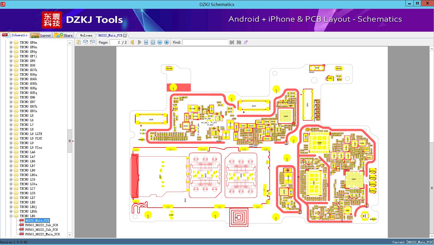 H Main Pcb Tecno Le Tecno Schematic Dzkj Schematics Pcb Layout