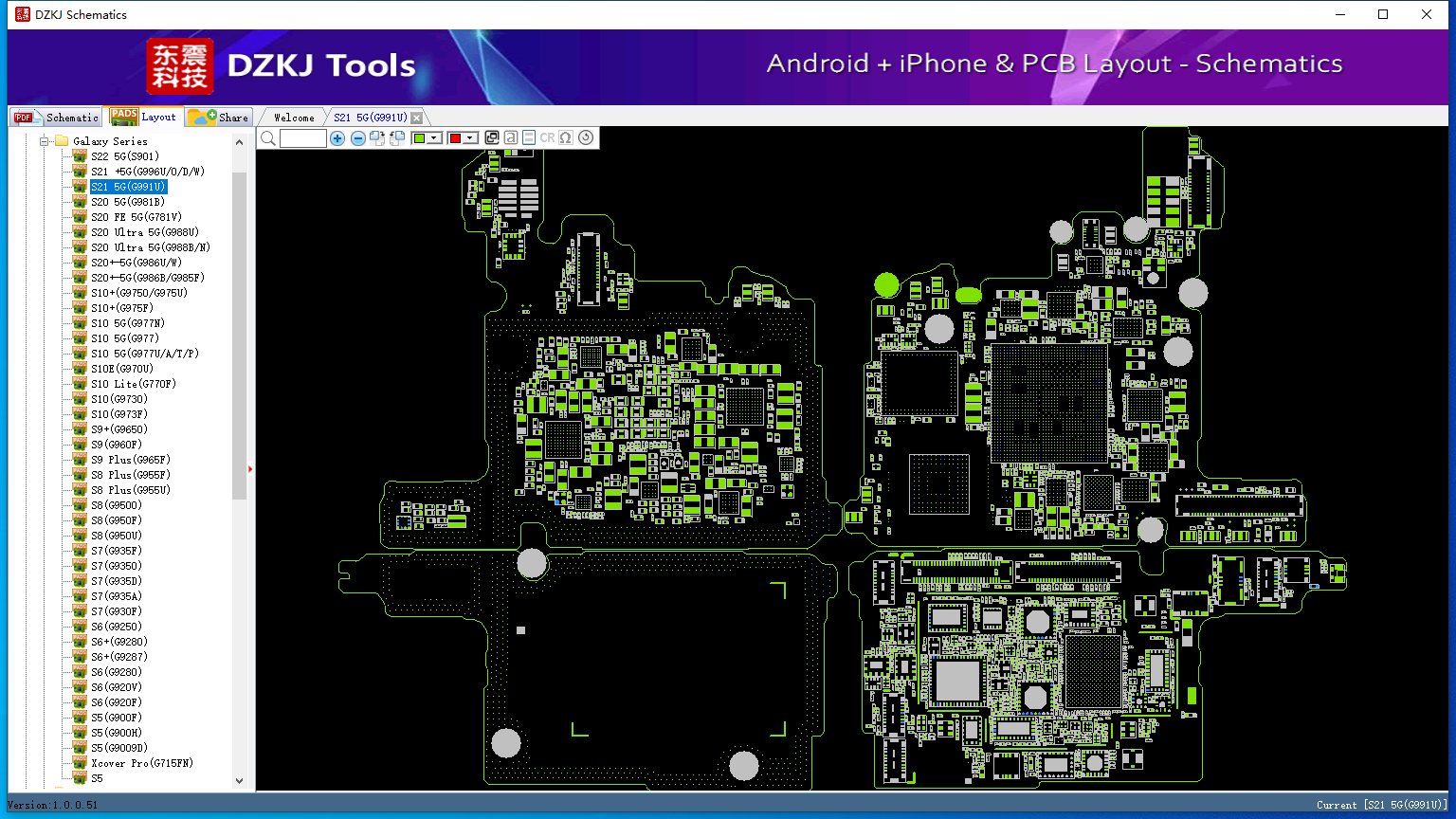 Update_LAYOUT_Samsung Galaxy S21 5G_bitmap - DZKJ Schematics & PCB Layout