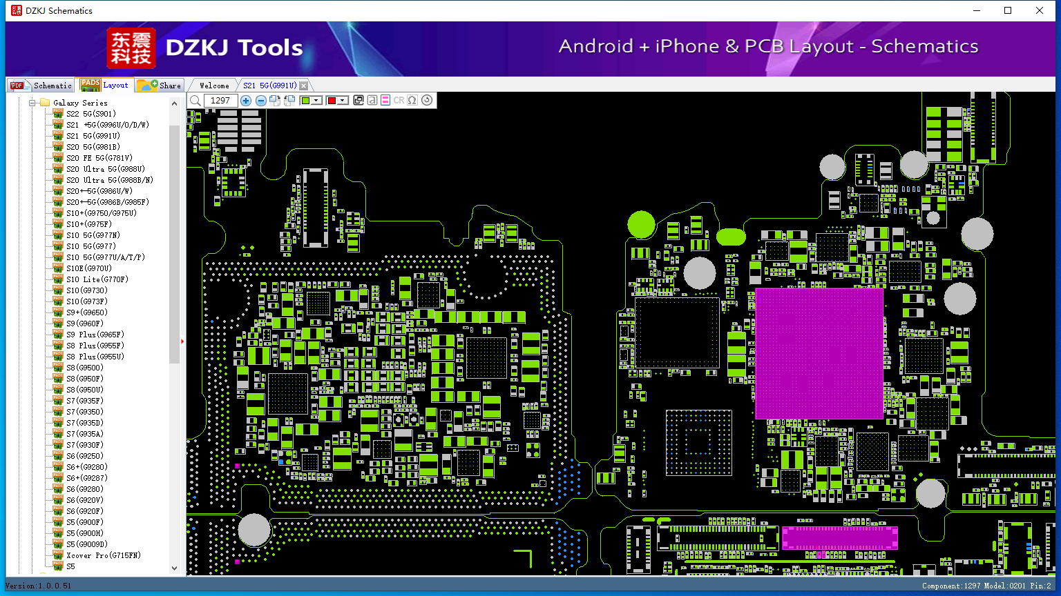 Update_LAYOUT_Samsung Galaxy S21 5G_bitmap - DZKJ Schematics & PCB Layout