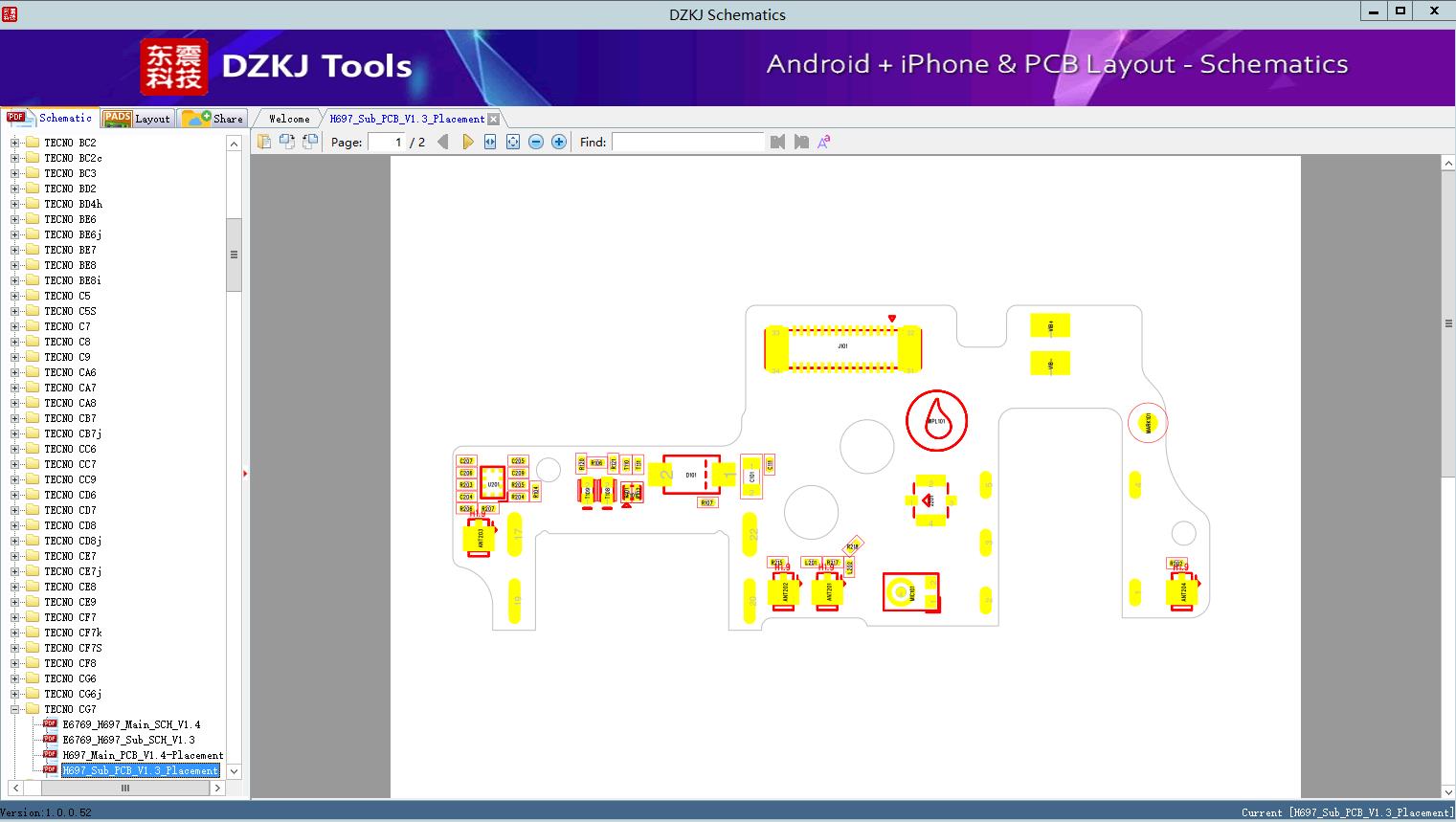 H697_Sub_PCB_V1.3_Placement