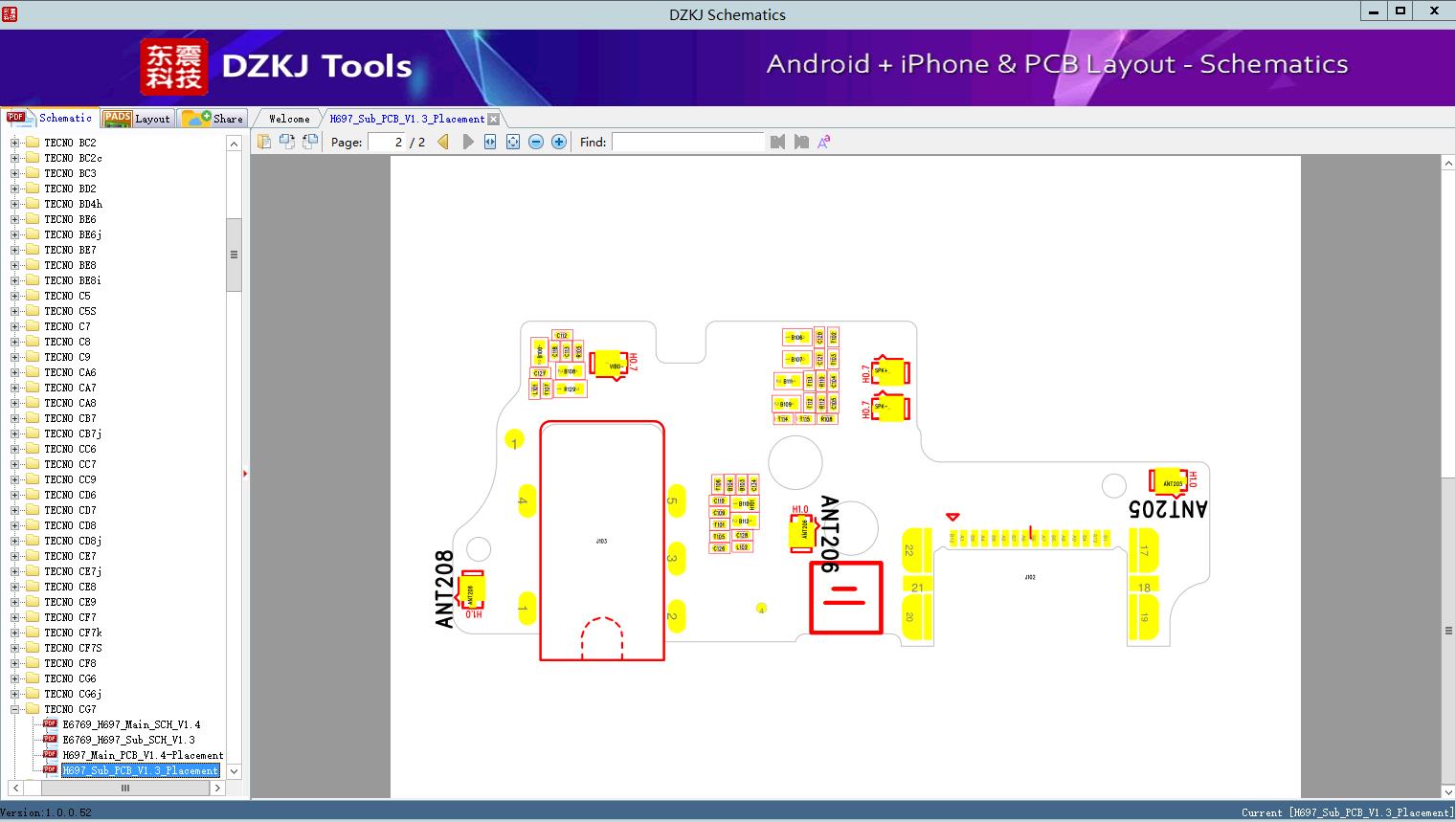 H697_Sub_PCB_V1.3_Placement