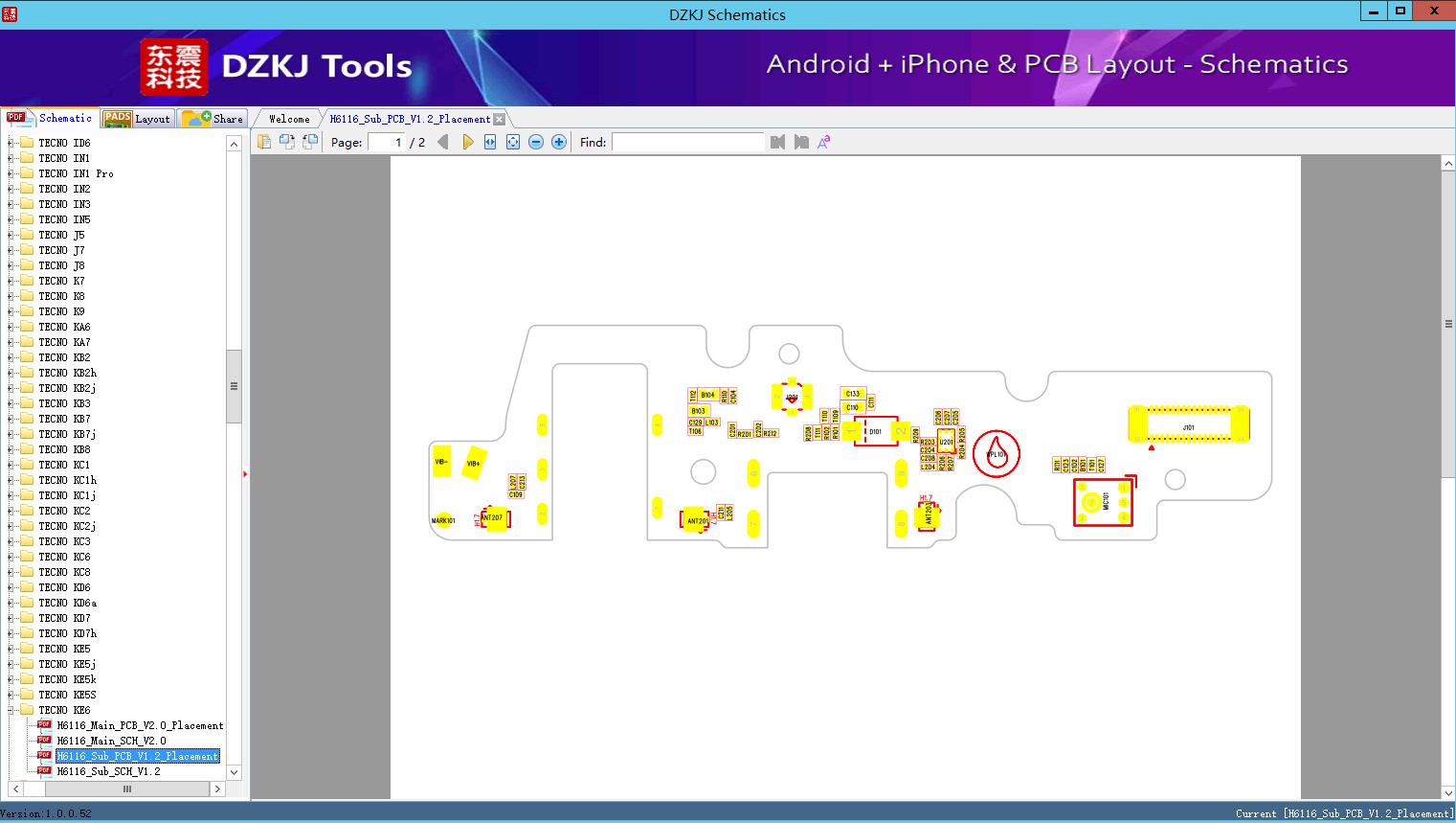 H6116_Sub_PCB_V1.2_Placement