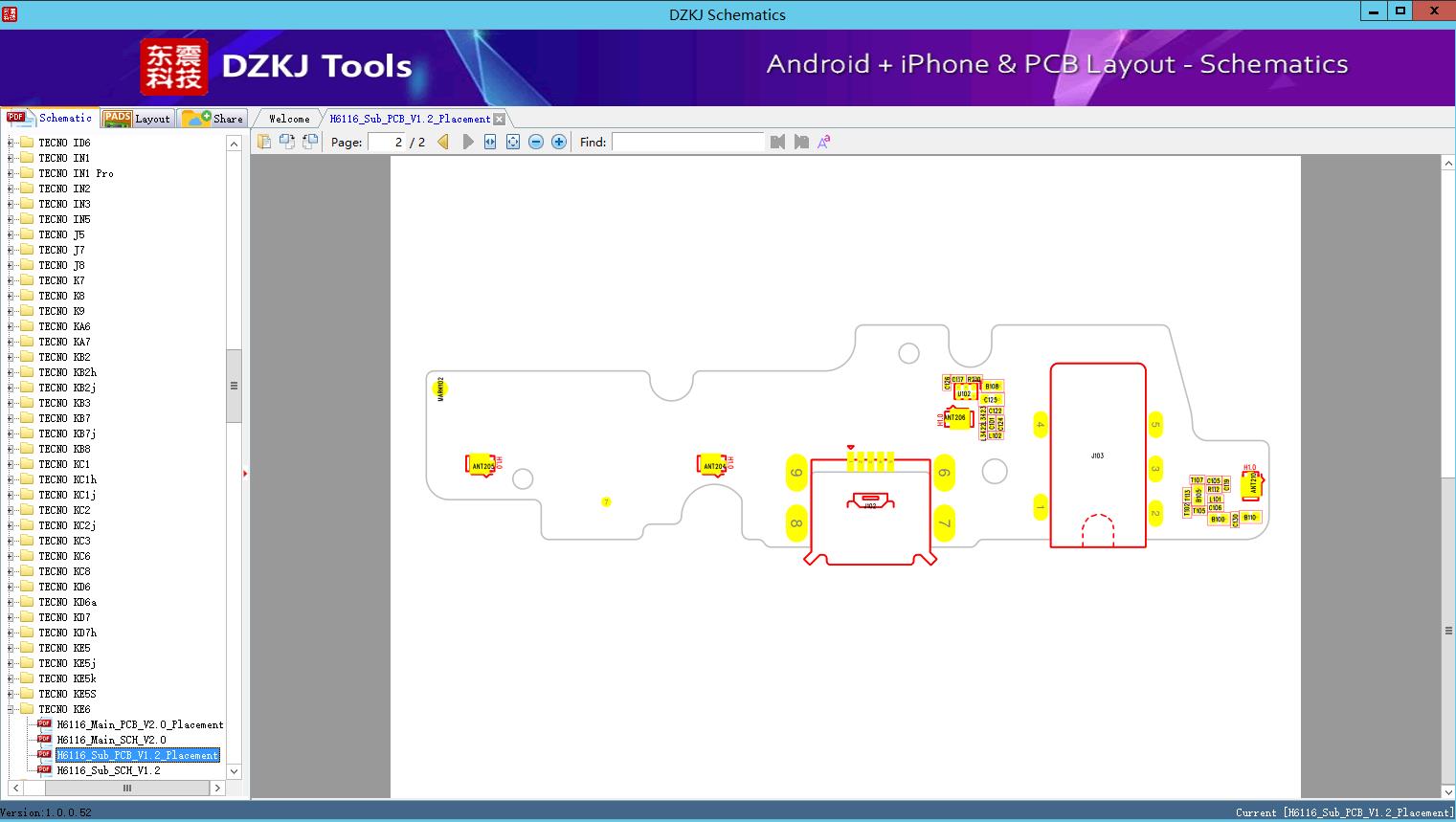 H6116_Sub_PCB_V1.2_Placement