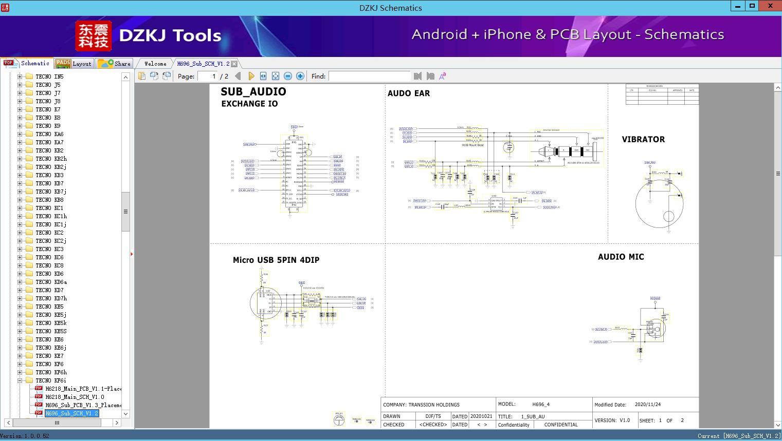 H696 Sub Sch V1.2 - Tecno Kf6i - Tecno Schematic - Dzkj Schematics 